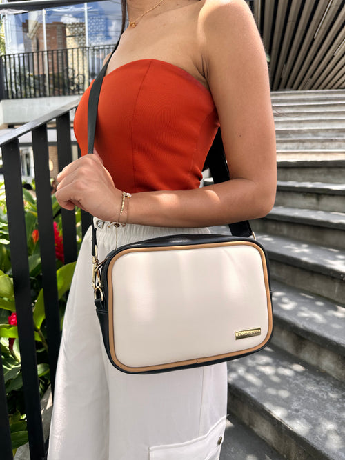 Bandolera Praga Beige x Negro x Miel