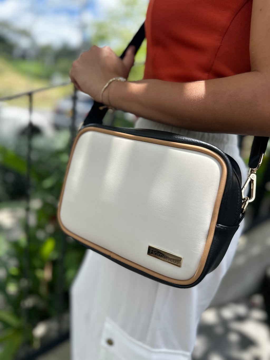Bandolera Praga Beige x Negro x Miel