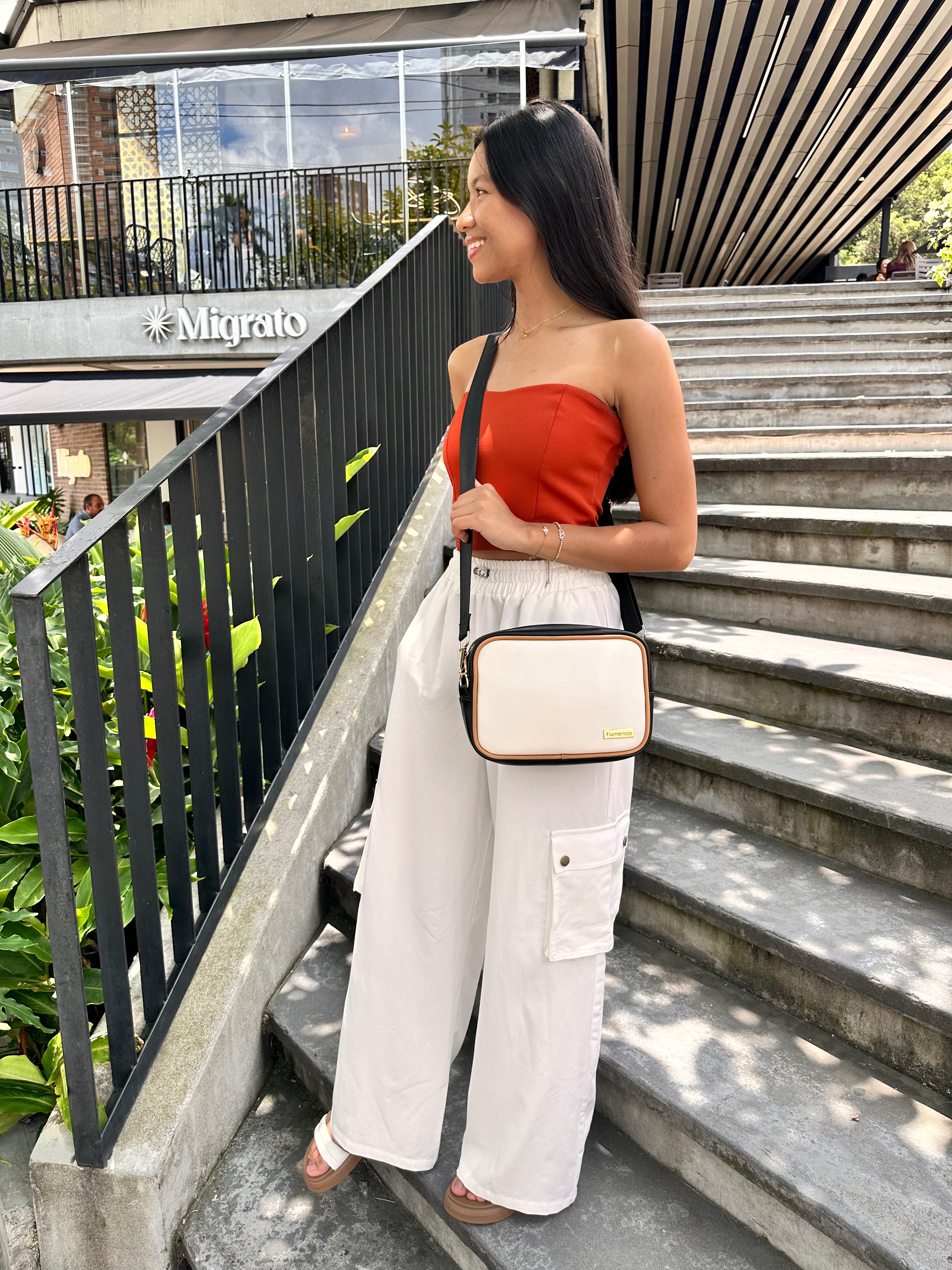 Bandolera Praga Beige x Negro x Miel