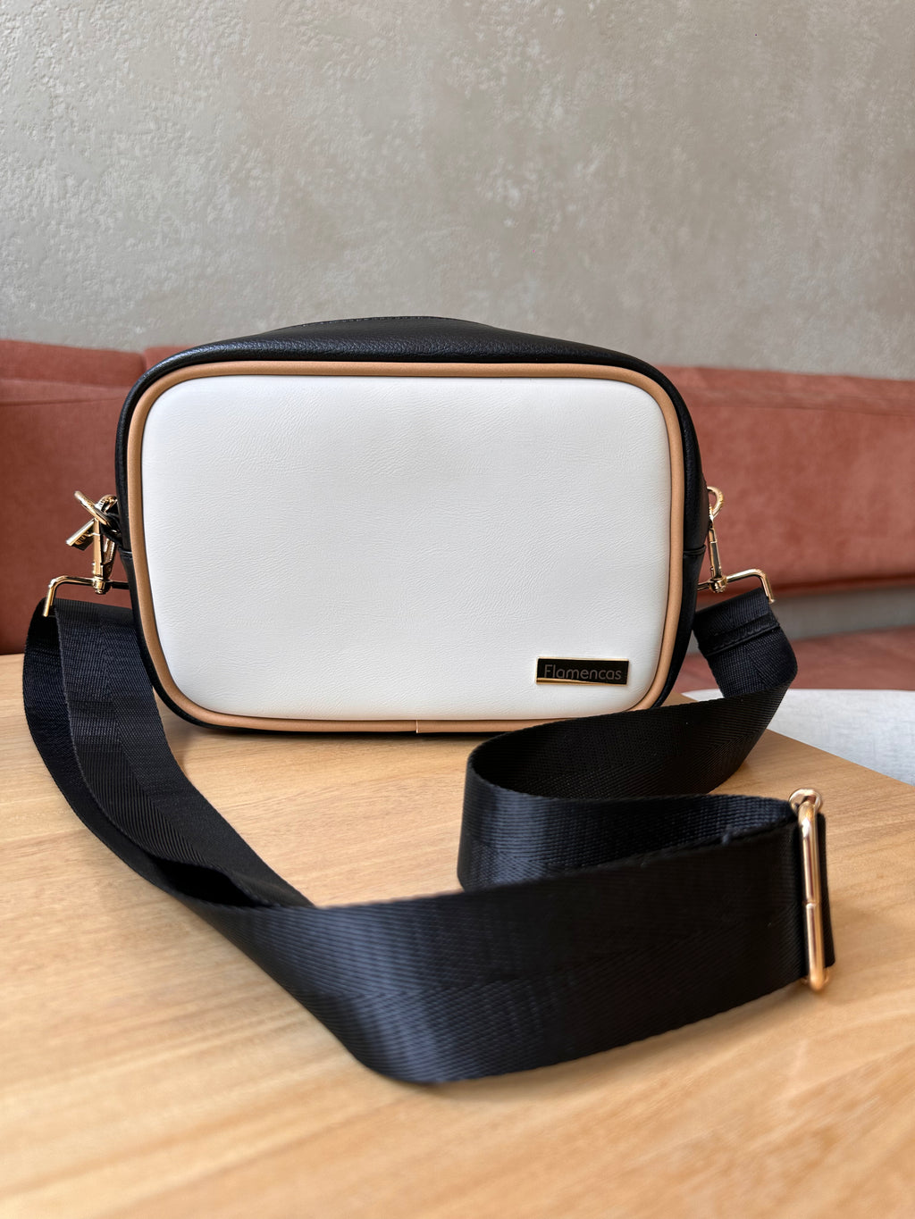 Bandolera Praga Beige x Negro x Miel